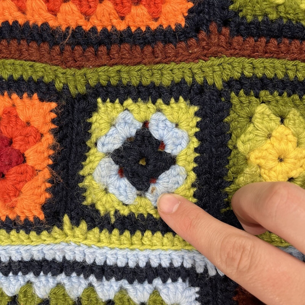 Vintage Handmade Granny Square Crochet Tank Top Women's Small Hippie Colorblock - Picture 9 of 10